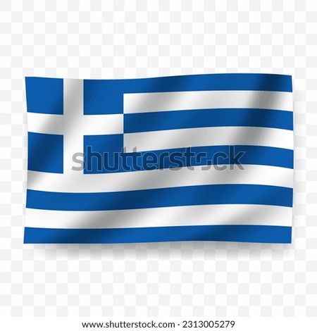 Waving flag of Greece. Illustration of flag on transparent background(PNG).