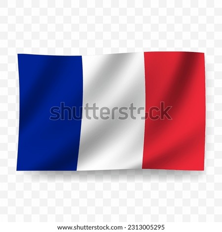 Waving flag of French. Illustration of flag on transparent background(PNG).