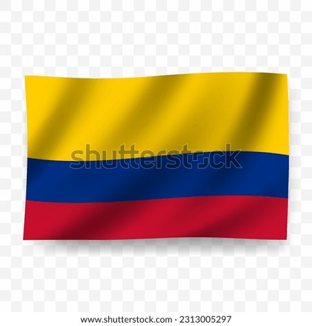 Waving flag of Colombia. Illustration of flag on transparent background(PNG).