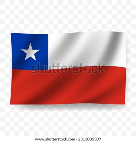 Waving flag of Chile. Illustration of flag on transparent background(PNG).