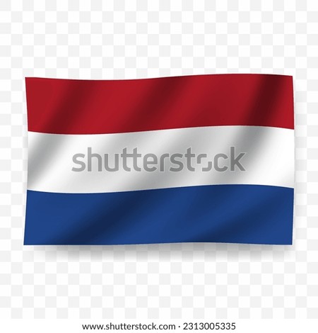 Waving flag of Netherlands. Illustration of flag on transparent background(PNG).