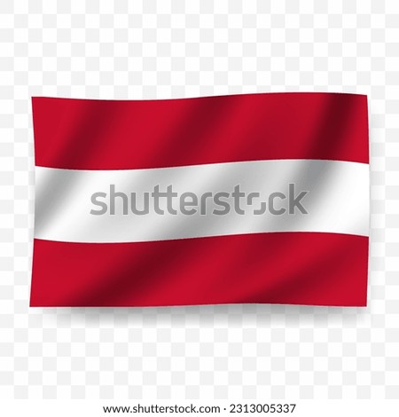 Waving flag of Austria. Illustration of flag on transparent background(PNG).