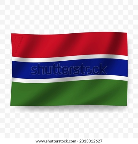 Waving flag of Gambia. Illustration of flag on transparent background(PNG).