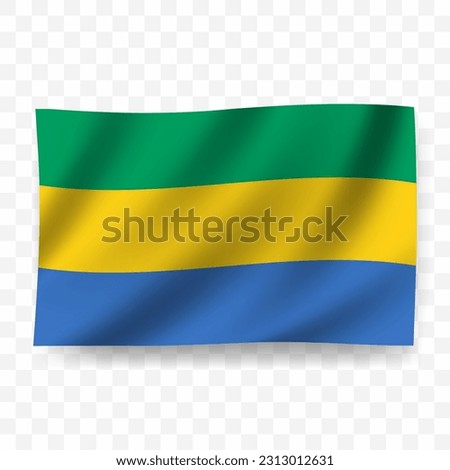 Waving flag of Gabon. Illustration of flag on transparent background(PNG).