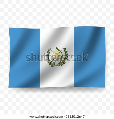 Waving flag of Guatemala. Illustration of flag on transparent background(PNG).