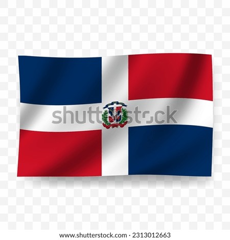 Waving flag of Dominican Republic. Illustration of flag on transparent background(PNG).