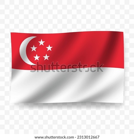 Waving flag of Singapore. Illustration of flag on transparent background(PNG).