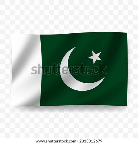 Waving flag of Pakistan. Illustration of flag on transparent background(PNG).