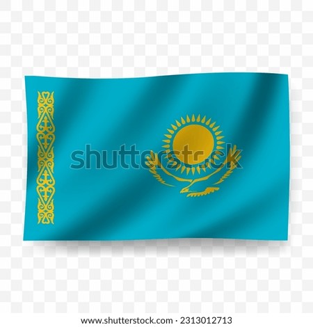 Waving flag of Kazakhstan. Illustration of flag on transparent background(PNG).