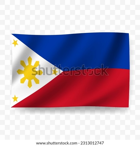 Waving flag of Philippines. Illustration of flag on transparent background(PNG).
