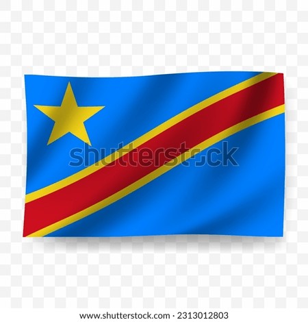 Waving flag of Democratic Republic of the Congo. Illustration of flag on transparent background(PNG).