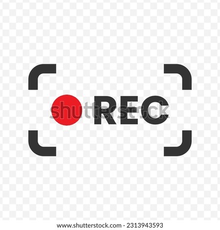 Vector illustration of rec icon in dark color and transparent background(png).