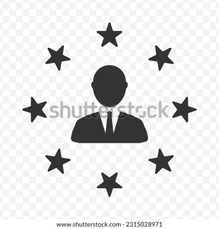 Vector illustration of stars employee icon in dark color and transparent background(PNG).