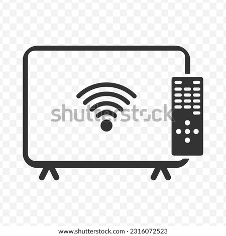 Vector illustration of smart tv icon in dark color and transparent background(PNG).