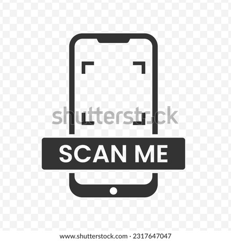 Vector illustration of scan me on smartphone  icon in dark color and transparent background(PNG).