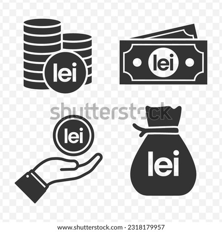 romanian leu icons set money icon vector image on transparent background (PNG).