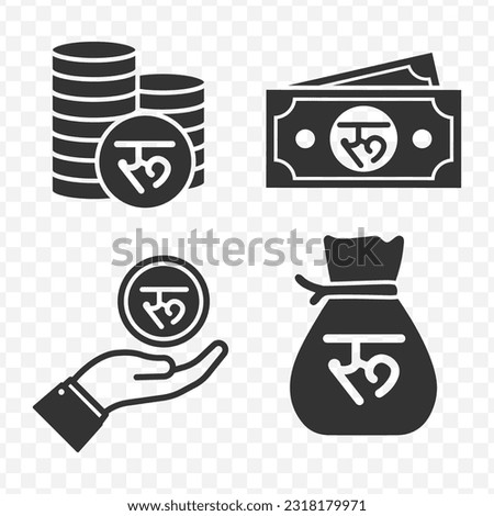 Nepalese Rupee icons set money icon vector image on transparent background (PNG).