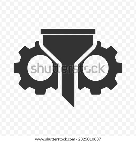 Vector illustration of cog filter icon in dark color and transparent background(PNG).