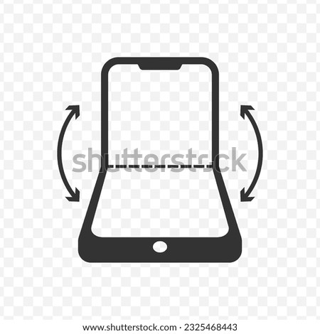 Vector illustration of flip smartphones icon in dark color and transparent background(PNG).