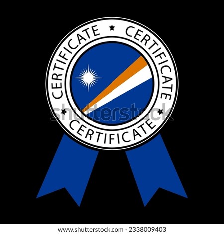 Vector illustration of Marshall Islands ribbon certificate on black background.