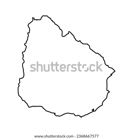 Vector Illustration of Outline Map of Uruguay in black with Transparent background (PNG).