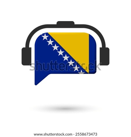 Headphone flag of Bosnia Herzegovina. Vector Illustration of flag on white background.