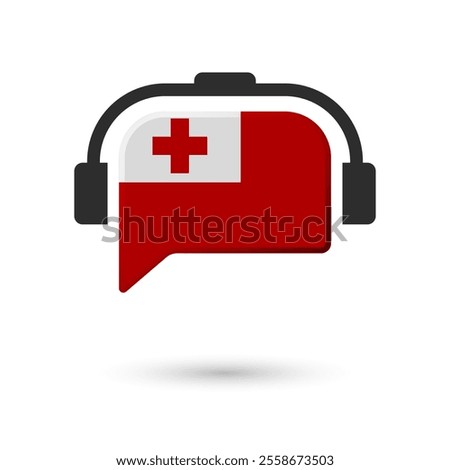 Headphone flag of Tonga. Vector Illustration of flag on white background.