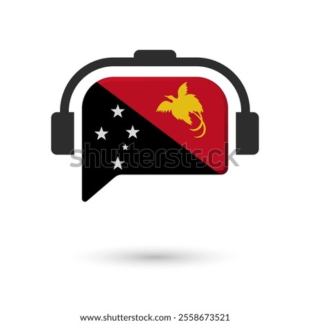 Headphone flag of Papua New Guinea. Vector Illustration of flag on white background.