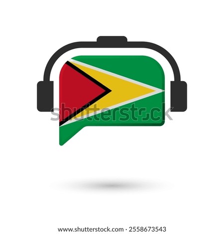 Headphone flag of Guyana. Vector Illustration of flag on white background.