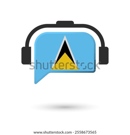 Headphone flag of Saint Lucia. Vector Illustration of flag on white background.