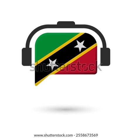 Headphone flag of Saint Kitts and Nevis. Vector Illustration of flag on white background.