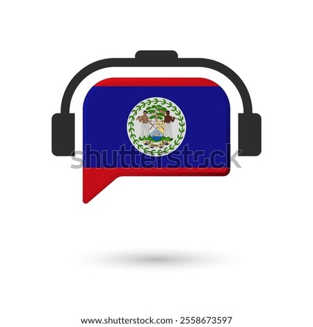 Headphone flag of Belize. Vector Illustration of flag on white background.