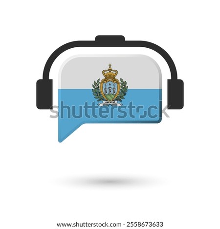 Headphone flag of San Marino. Vector Illustration of flag on white background.