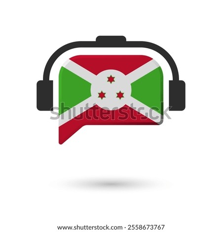 Headphone flag of Burundi. Vector Illustration of flag on white background.