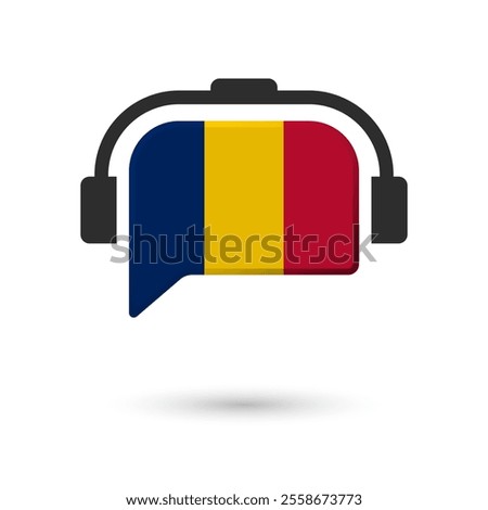 Headphone flag of Chad. Vector Illustration of flag on white background.