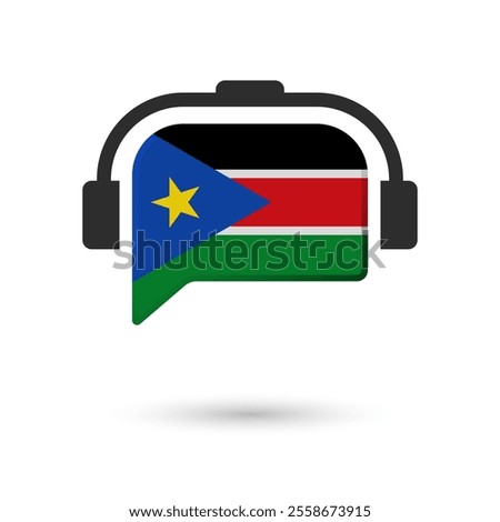 Headphone flag of South Sudan. Vector Illustration of flag on white background.