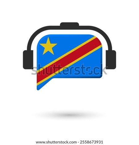 Headphone flag of Democratic Republic of the Congo. Vector Illustration of flag on white background.