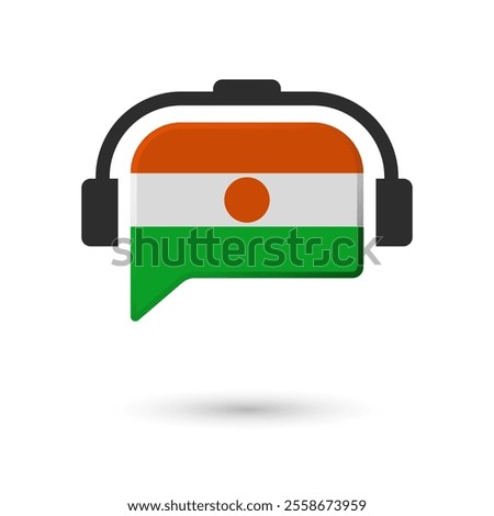 Headphone flag of Niger. Vector Illustration of flag on white background.