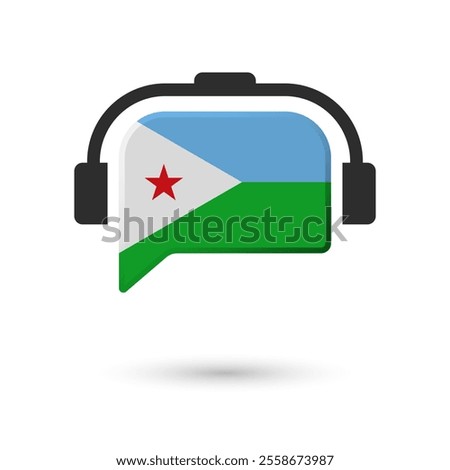 Headphone flag of DJibouti. Vector Illustration of flag on white background.