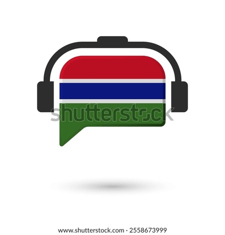 Headphone flag of Gambia. Vector Illustration of flag on white background.