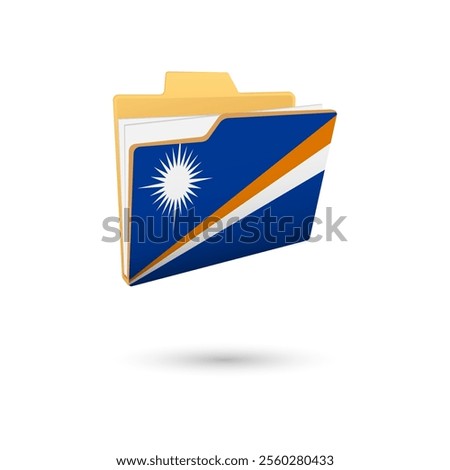 Vector illustration of Marshall Islands flag isolated in file folder on white background.