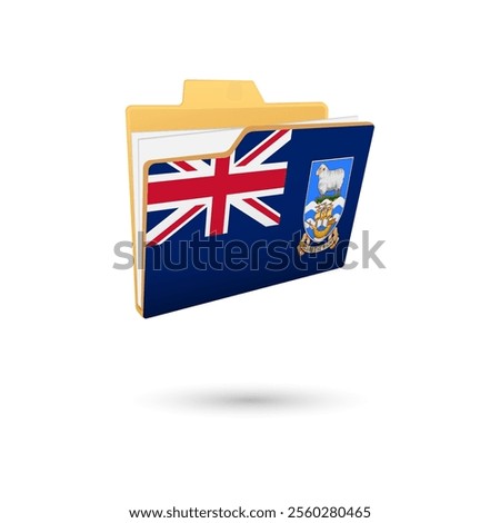 Vector illustration of Falkland Islands  flag isolated in file folder on white background.