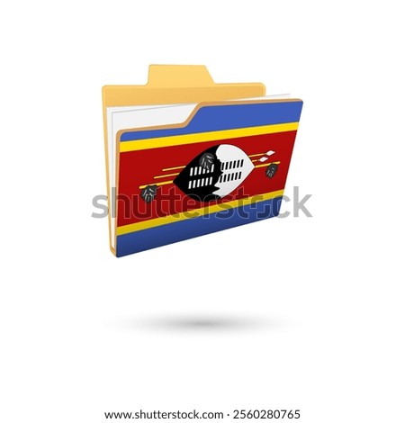 Vector illustration of Swaziland flag isolated in file folder on white background.