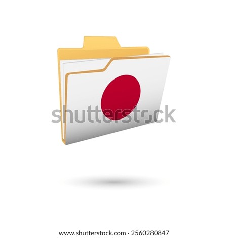 Vector illustration of Japan flag isolated in file folder on white background.