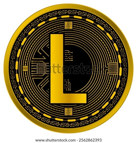 Vector of Moldovan leu Digital Currency in gold and black colors on a white background.