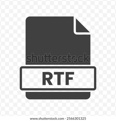 Vector illustration of RTF file in dark color and transparent background(PNG).