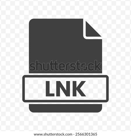 Vector illustration of LNK file in dark color and transparent background(PNG).