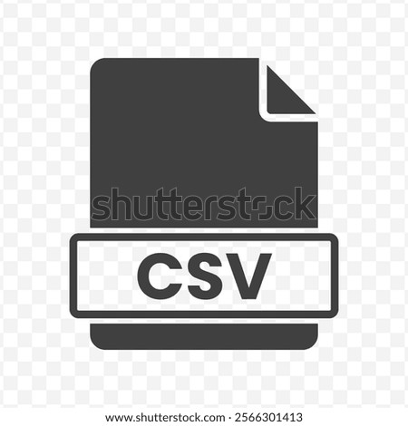 Vector illustration of CSV file in dark color and transparent background(PNG).