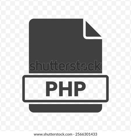 Vector illustration of PHP file in dark color and transparent background(PNG).