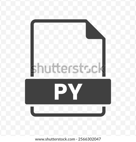 Vector illustration of PY file in dark color and transparent background(PNG).